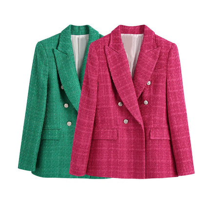 Blazer Croisé Texturé Vintage